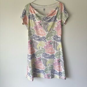 Title Nine Colorful Paisley Cowl Neck Short Sleeve Mini Athletic Dress Golf